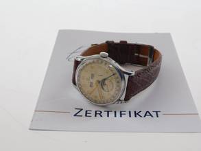 Thumbnail von Omega Triple Date Moon Stahl Herrenuhr Handaufzug mit neuem Krokoband RAR C 27DLPC </h1>