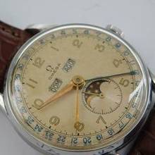 Thumbnail von Omega Triple Date Moon Stahl Herrenuhr Handaufzug mit neuem Krokoband RAR C 27DLPC </h1>