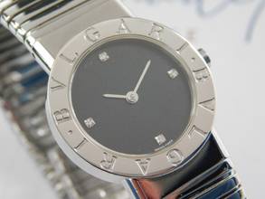 Thumbnail von Bulgari Bulgari Tubogas Lady mit Diamanten Saphirglas Edelstahl Damenuhr mit Stahlband 26 mm </h1>