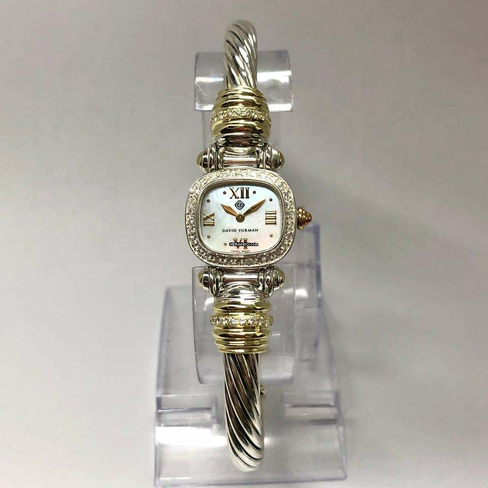 David Yurman CABLE CHELSEA 925 Silver & 14K GP Bracelet Watch 0.82 DIAMONDS Mother Of Pearl Dial </h1>