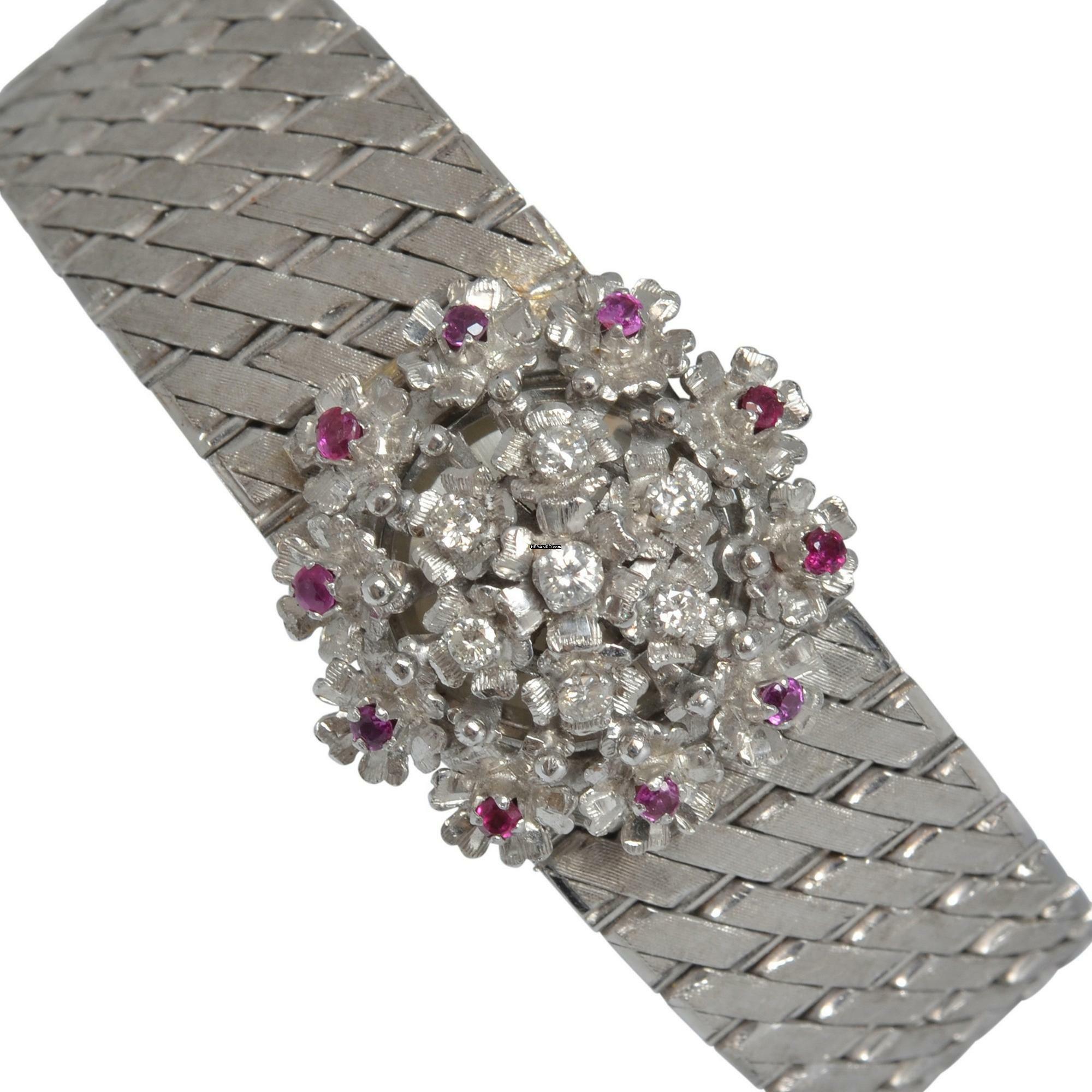 SARCAR GENEVE Lady Jewel watch white gold 18KT with real rubies and diamond's Full Set </h1>
