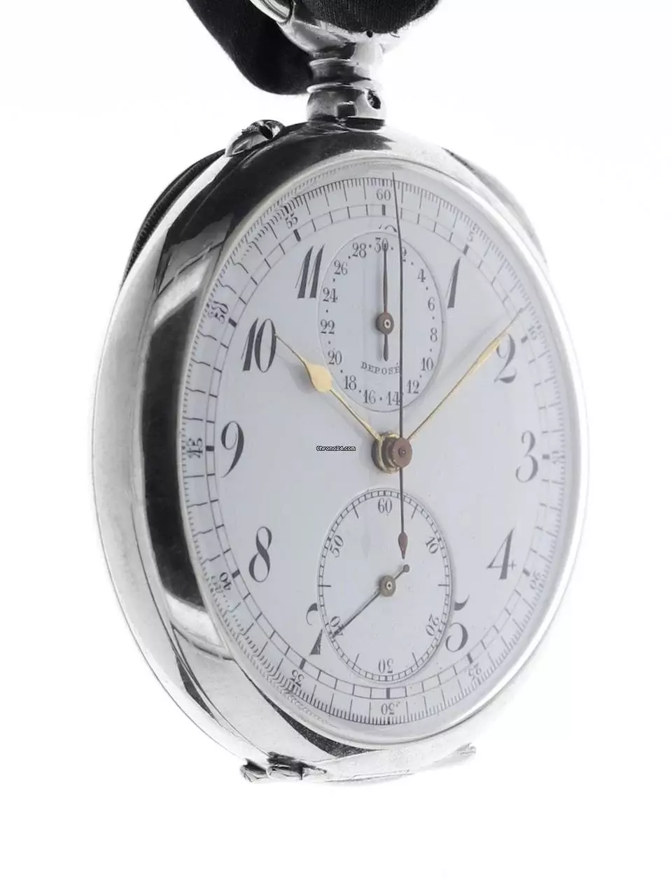 Thumbnail von Swiss Mans open face Chronograph Pocketwatch Deposé </h1>