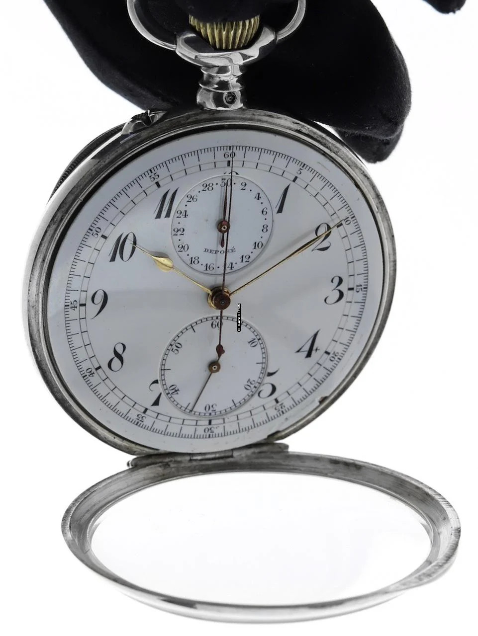 Thumbnail von Swiss Mans open face Chronograph Pocketwatch Deposé </h1>
