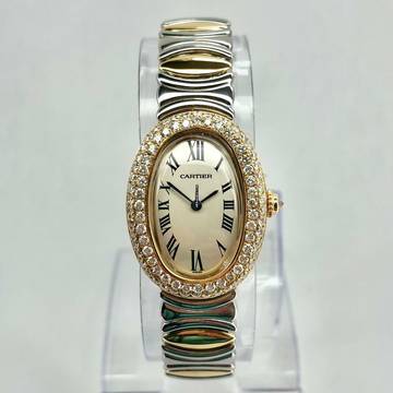  Cartier Baignoire 18K Gold & Steel 1.7TCW Diamond Watch </h1> 