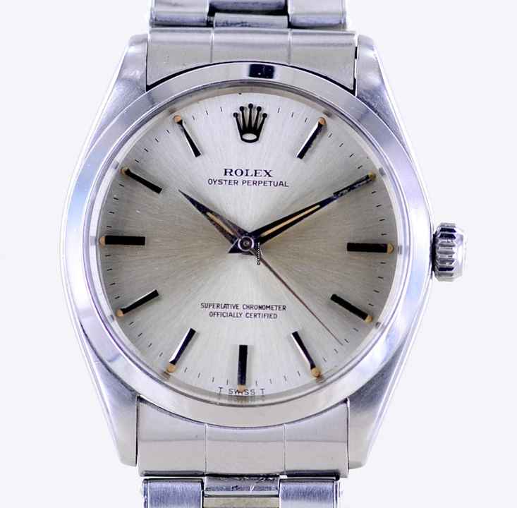  Rolex Oyster Perpetual 34 Vintage Oysterband Chronometer Tritium 1965 Papiere rar </h1> 
