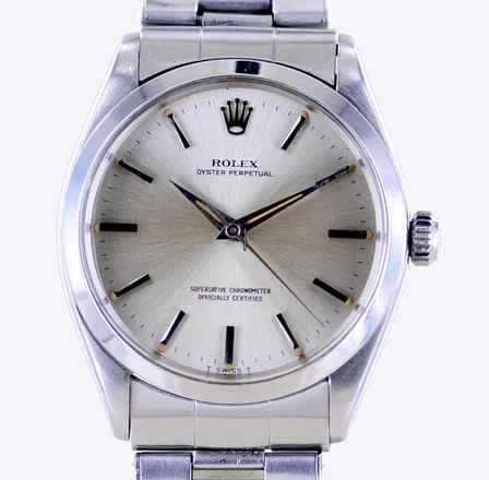  Rolex Oyster Perpetual 34 Vintage Oysterband Chronometer Tritium 1965 Papiere rar </h1> 