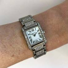 Thumbnail von Cartier Tank Française Quartz 20mm Steel 5.5TCW Full DIAMOND Watch </h1>