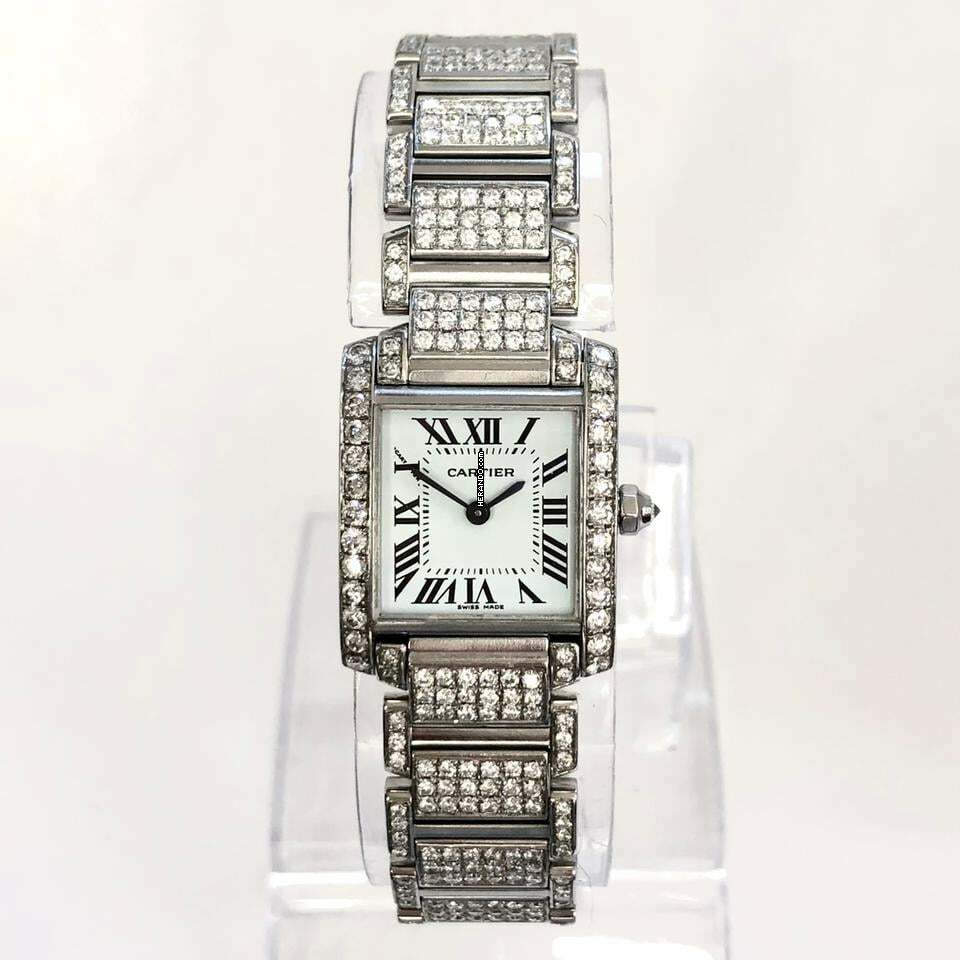  Cartier Tank Française Quartz 20mm Steel 5.5TCW Full DIAMOND Watch </h1> 