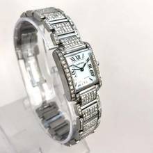 Thumbnail von Cartier Tank Française Quartz 20mm Steel 5.5TCW Full DIAMOND Watch </h1>