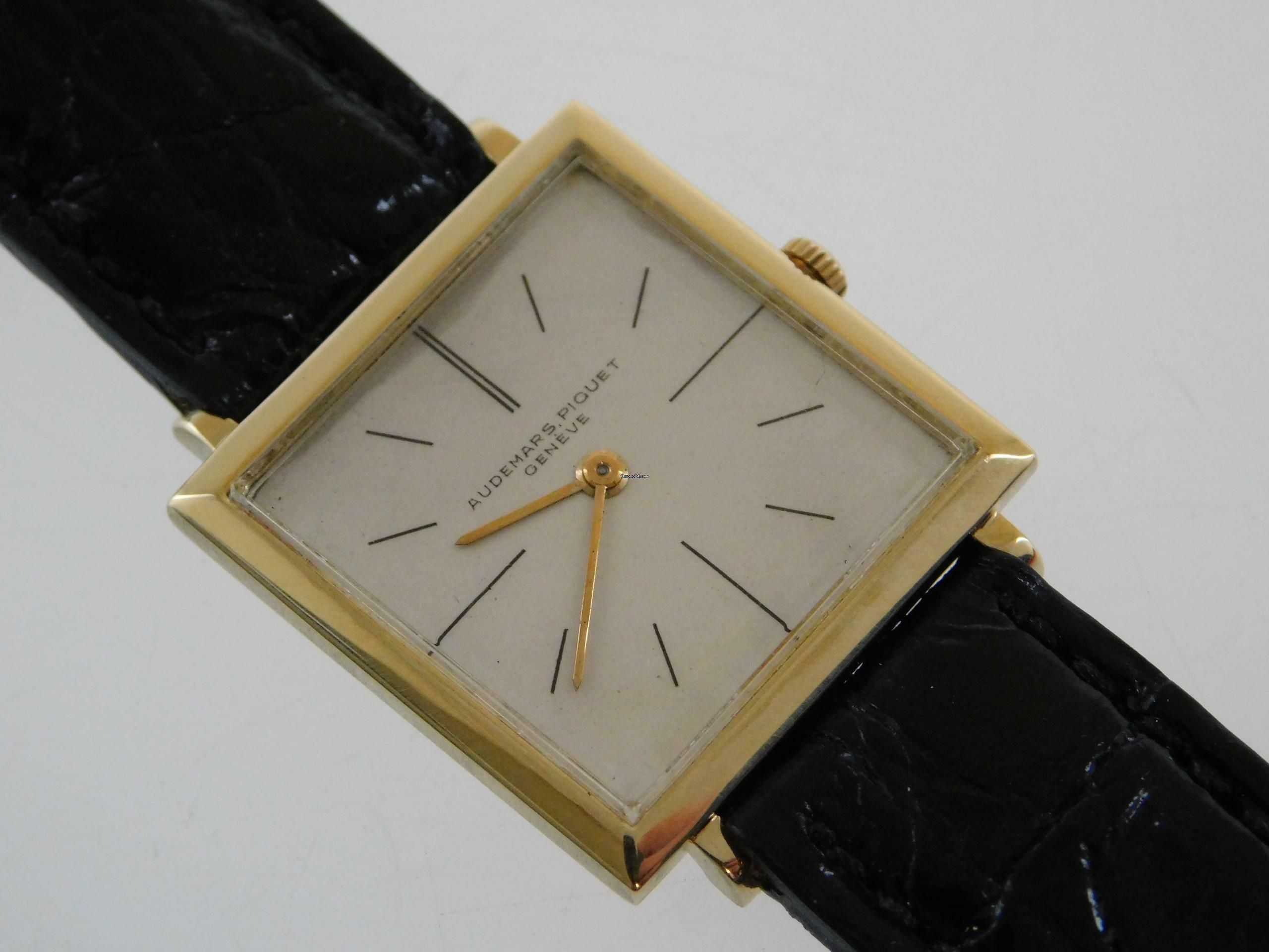  Audemars Piguet 18 Karat Gelbgold flache Herrenuhr 25,5 mm Kaliber 2003 Vintage Handaufzug Uhr Krokoband </h1> 