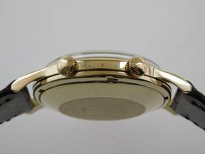 Thumbnail von Jaeger-LeCoultre Memovox 18 Karat Gelbgold Memovox Alarm Jumbo 37 mm Herrenuhr Kaliber P815 im original Zustand </h1>