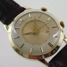Thumbnail von Jaeger-LeCoultre Memovox 18 Karat Gelbgold Memovox Alarm Jumbo 37 mm Herrenuhr Kaliber P815 im original Zustand </h1>