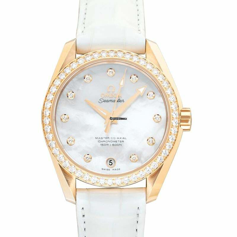 Omega Seamaster Aqua Terra 231.58.39.21.55.002 - Seamaster Automatic Mother of pearl Dial 18kt Yellow Gold Ladies Wat </h1>