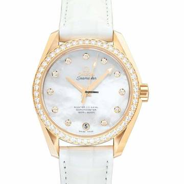  Omega Seamaster Aqua Terra 231.58.39.21.55.002 - Seamaster Automatic Mother of pearl Dial 18kt Yellow Gold Ladies Wat </h1> 