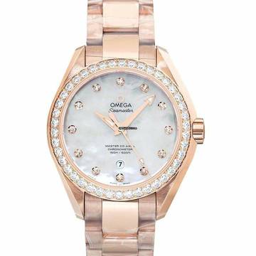  Omega Seamaster Aqua Terra 231.55.34.20.55.003 - Seamaster Automatic Mother of pearl Dial 18kt Rose Gold Ladies Watch </h1> 