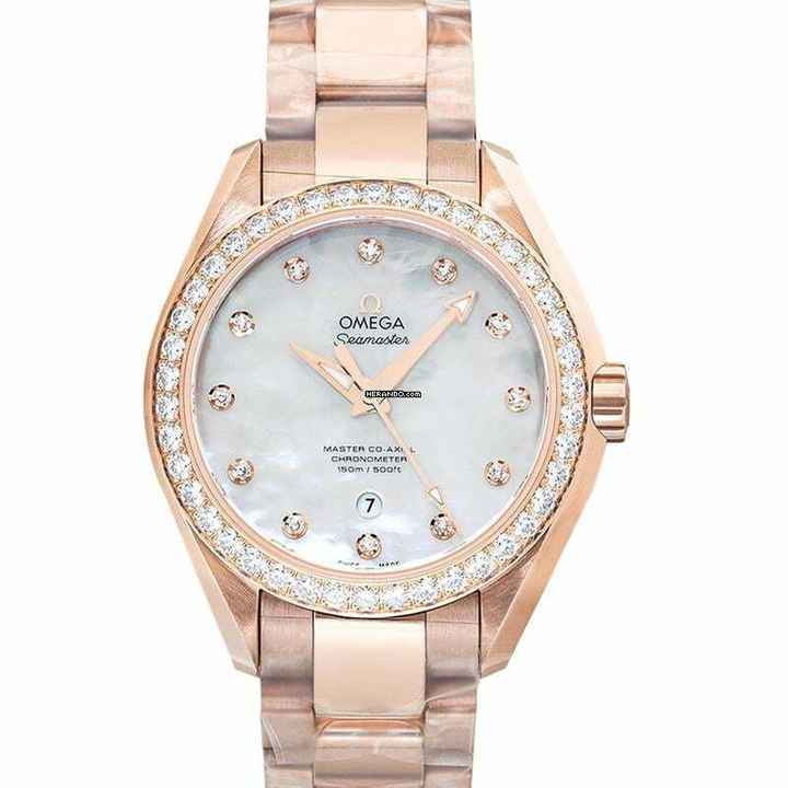  Omega Seamaster Aqua Terra 231.55.34.20.55.003 - Seamaster Automatic Mother of pearl Dial 18kt Rose Gold Ladies Watch </h1> 