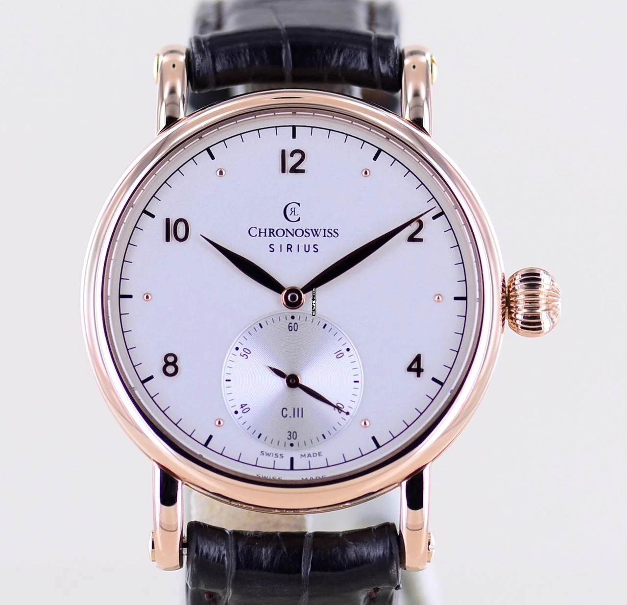  Chronoswiss Sirius Roségold Handaufzug 18K Gold Dresswatch Silver dial Klassiker Top C.111 </h1> 