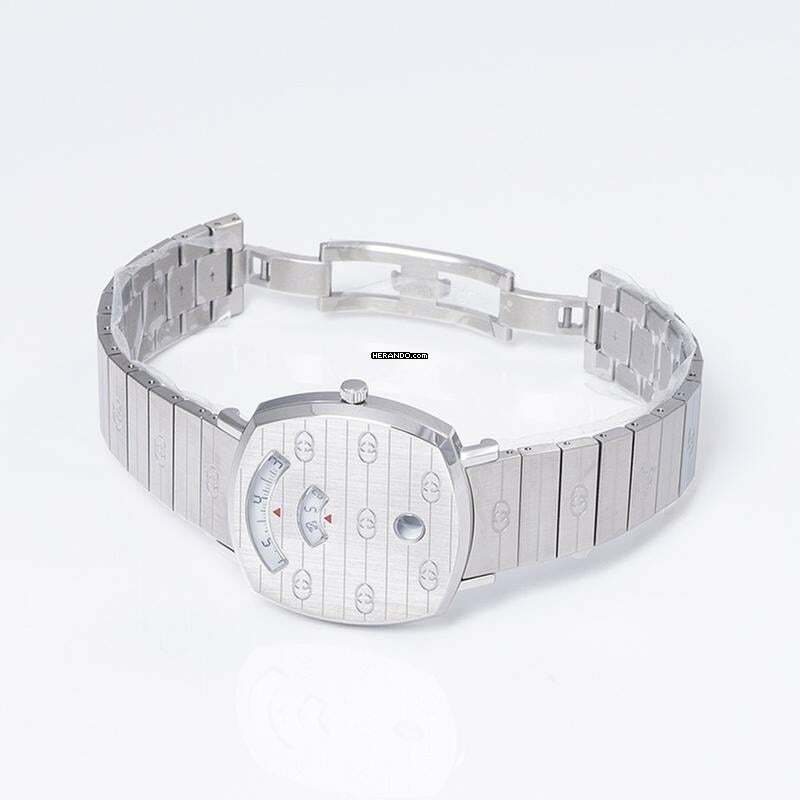 Thumbnail von Gucci YA157401 - Grip 38mm Stainless Steel GG Engraved Watch </h1>