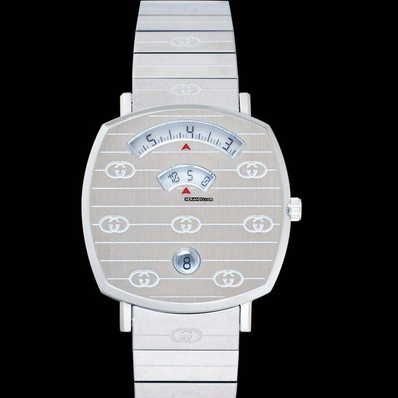 Thumbnail von Gucci YA157401 - Grip 38mm Stainless Steel GG Engraved Watch </h1>