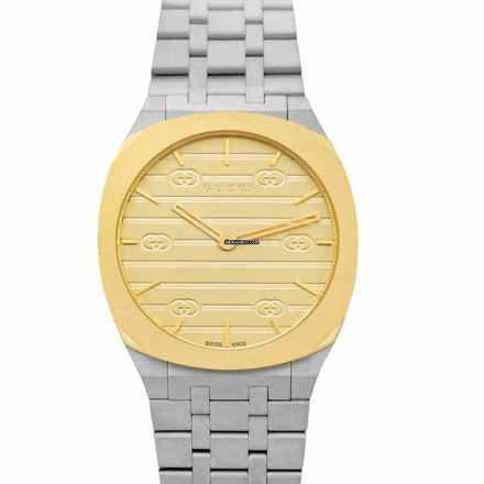  Gucci YA163403 - GUCCI 25H Quartz Gold Dial Ladies Watch </h1> 