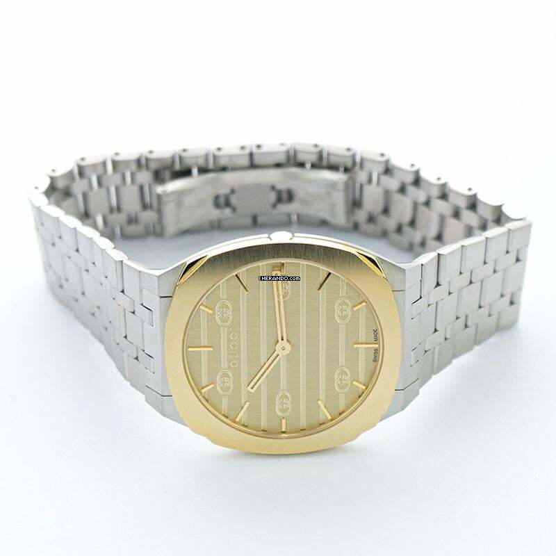 Thumbnail von Gucci YA163403 - GUCCI 25H Quartz Gold Dial Ladies Watch </h1>