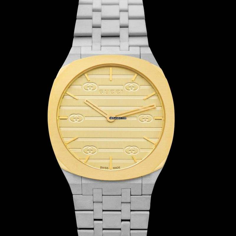Thumbnail von Gucci YA163403 - GUCCI 25H Quartz Gold Dial Ladies Watch </h1>