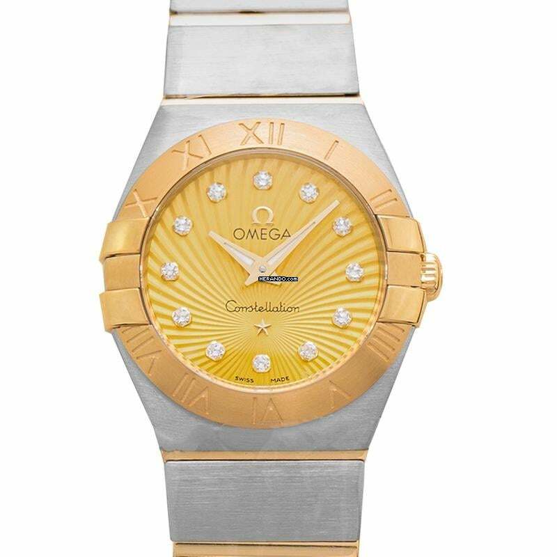  Omega Constellation Quartz 123.20.24.60.58.001 - Constellation Quartz 24 mm Quartz Gold Dial Diamond Indexes Ladies W </h1> 
