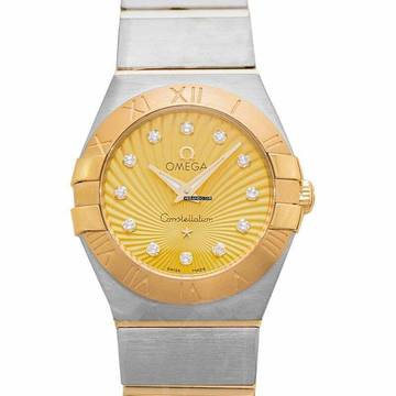  Omega Constellation Quartz 123.20.24.60.58.001 - Constellation Quartz 24 mm Quartz Gold Dial Diamond Indexes Ladies W </h1> 