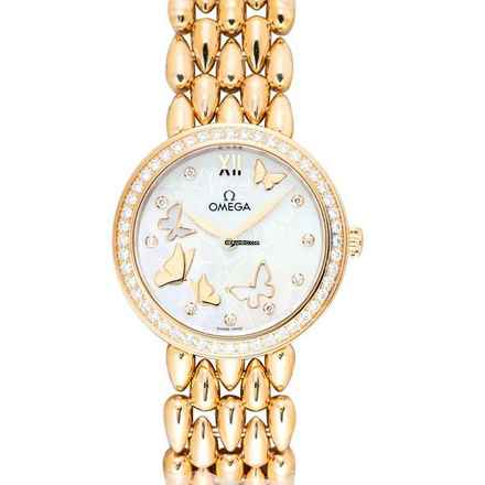  Omega De Ville Prestige 424.55.27.60.55.005 - De Ville Quartz Mother of pearl Dial 18kt Yellow Gold Ladies Watch </h1> 