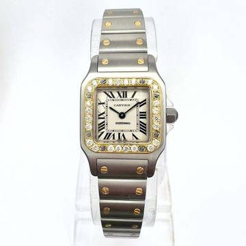  Cartier Santos Galbée 24mm Quartz 2 Tone 0.7TCW Diamond Watch NEW Model </h1> 