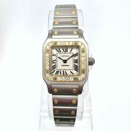  Cartier Santos Galbée 24mm Quartz 2 Tone 0.7TCW Diamond Watch NEW Model </h1> 