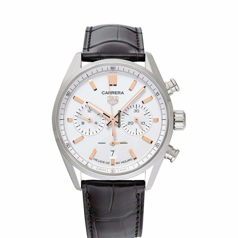 TAG Heuer Carrera CBN2013.FC6483 - Carrera Chronograph Automatic White Dial Brown Leather Strap Men's Watch </h1>