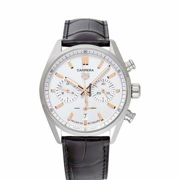  TAG Heuer Carrera CBN2013.FC6483 - Carrera Chronograph Automatic White Dial Brown Leather Strap Men's Watch </h1> 