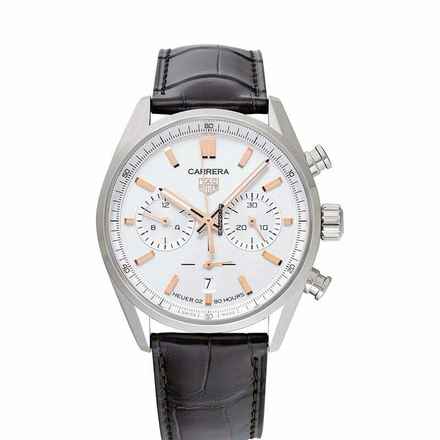  TAG Heuer Carrera CBN2013.FC6483 - Carrera Chronograph Automatic White Dial Brown Leather Strap Men's Watch </h1> 