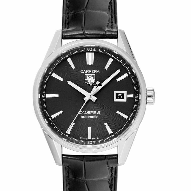 TAG Heuer Carrera Calibre 5 WAR211A.FC6180 - Carrera Calibre 5 Automatic Black Dial Men's Watch </h1>