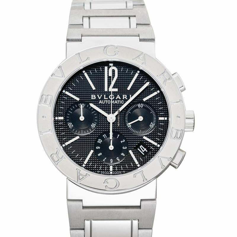  Bulgari 101377 - Chronograph Automatic Black Dial Stainless Steel Men's Watch </h1> 