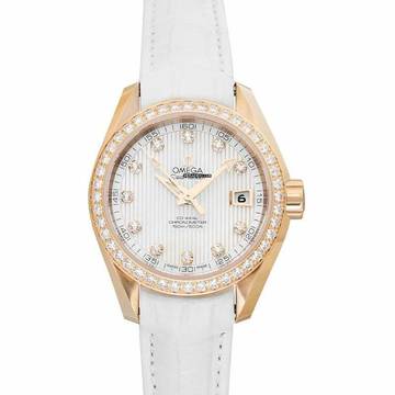  Omega Seamaster Aqua Terra 231.58.30.20.55.001 - Seamaster Automatic White Dial 18kt Rose Gold Ladies Watch </h1> 
