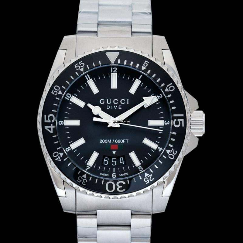 Thumbnail von Gucci Dive YA136301A - Dive Quartz Black Dial Stainless Steel Men's Watch </h1>