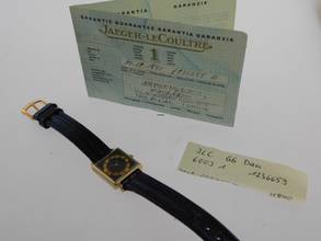 Thumbnail von Jaeger-LeCoultre Classic Cocktail Watch Lapis Damenuhr Vintage massiv 18 Karat Gelbgold mit Lederband