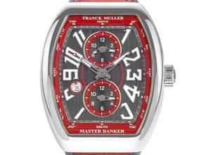 Thumbnail von Franck Muller Vanguard Master Banker 3-Zeitzonen Stahl Automatik Armband Leder Kautschuk Faltschließe 54x44mm Box&Pap. Full Set Neu