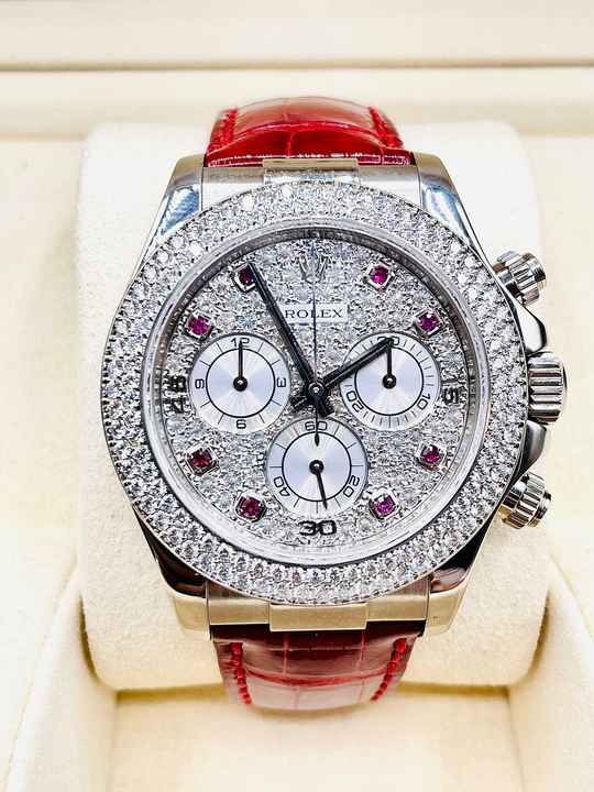  Rolex Daytona 18Kt. Whitegold Ruby&Diamond ORIGINAL SETTING very rare piece 