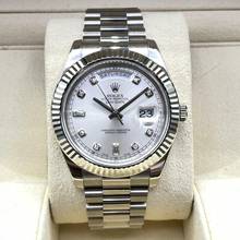Thumbnail von Rolex Day-Date II 41mm Whitegold 18Kt. Top Condition Original Baguette Diamond dial BOX&PAPERS