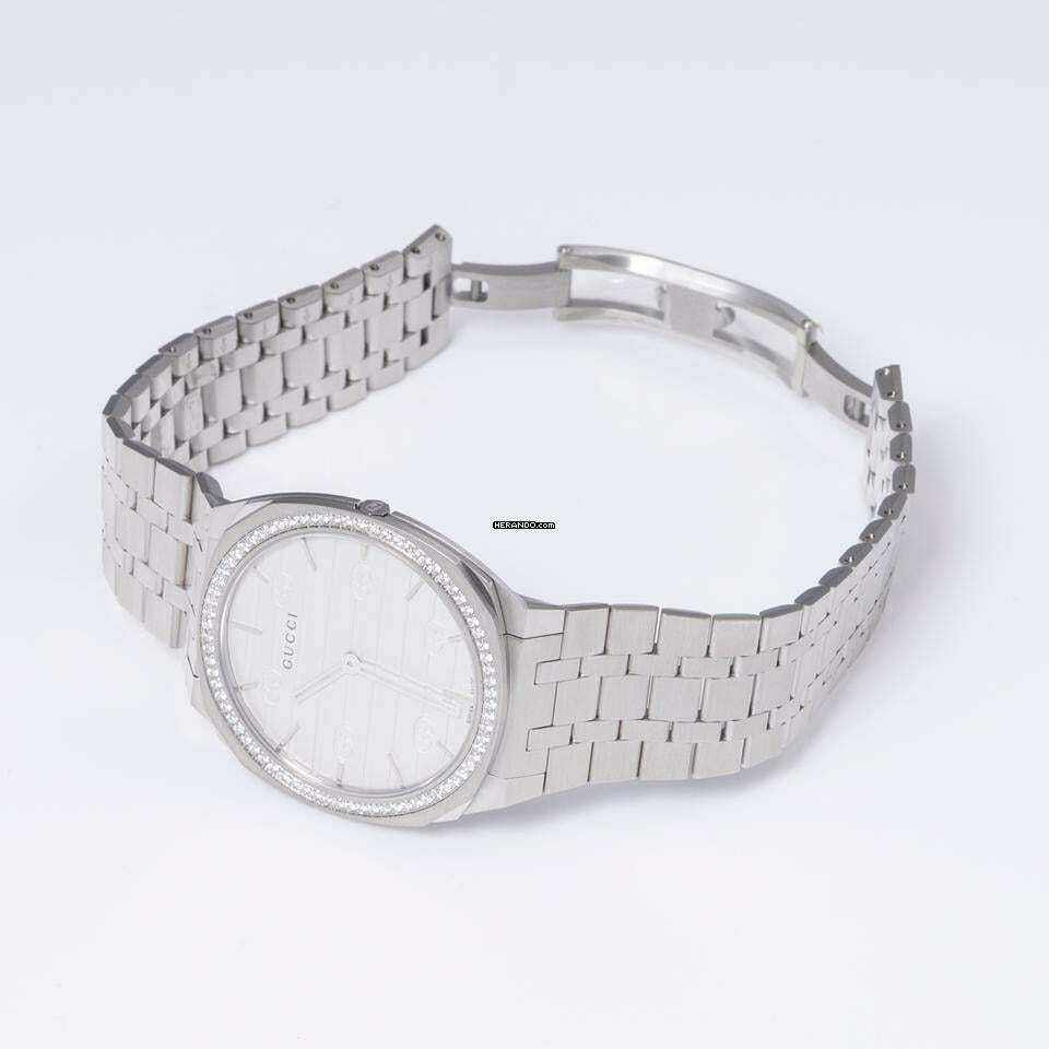 Thumbnail von Gucci YA163401 - 25H Quartz White Dial Stainless Steel Ladies Watch </h1>