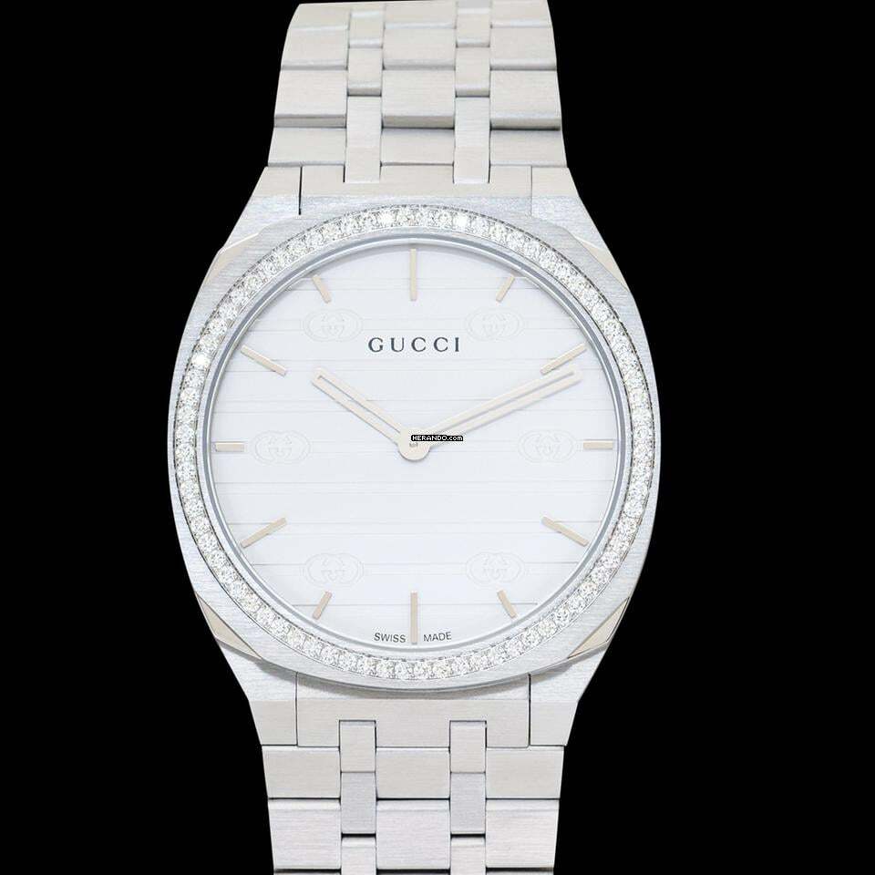 Thumbnail von Gucci YA163401 - 25H Quartz White Dial Stainless Steel Ladies Watch </h1>