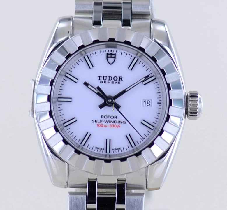  Tudor Classic Date 28mm Lady White Dial Stahl selten Neu ungetragen 