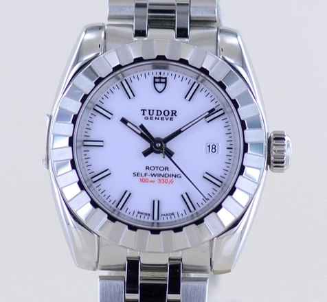  Tudor Classic Date 28mm Lady White Dial Stahl selten Neu ungetragen 