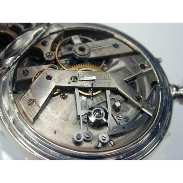 Thumbnail von Longines Zangenchronograph offene Silber Taschenuhr von 1878