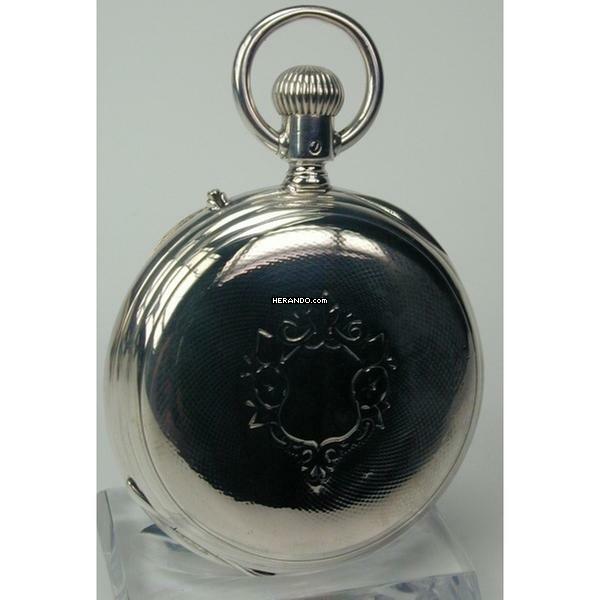 Thumbnail von Longines Zangenchronograph offene Silber Taschenuhr von 1878