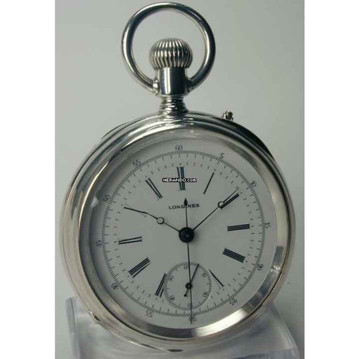  Longines Zangenchronograph offene Silber Taschenuhr von 1878 