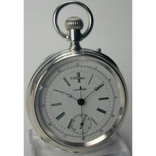 Thumbnail von Longines Zangenchronograph offene Silber Taschenuhr von 1878